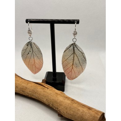 EDICIÓN PLATA pendientes artesanos de hoja natural