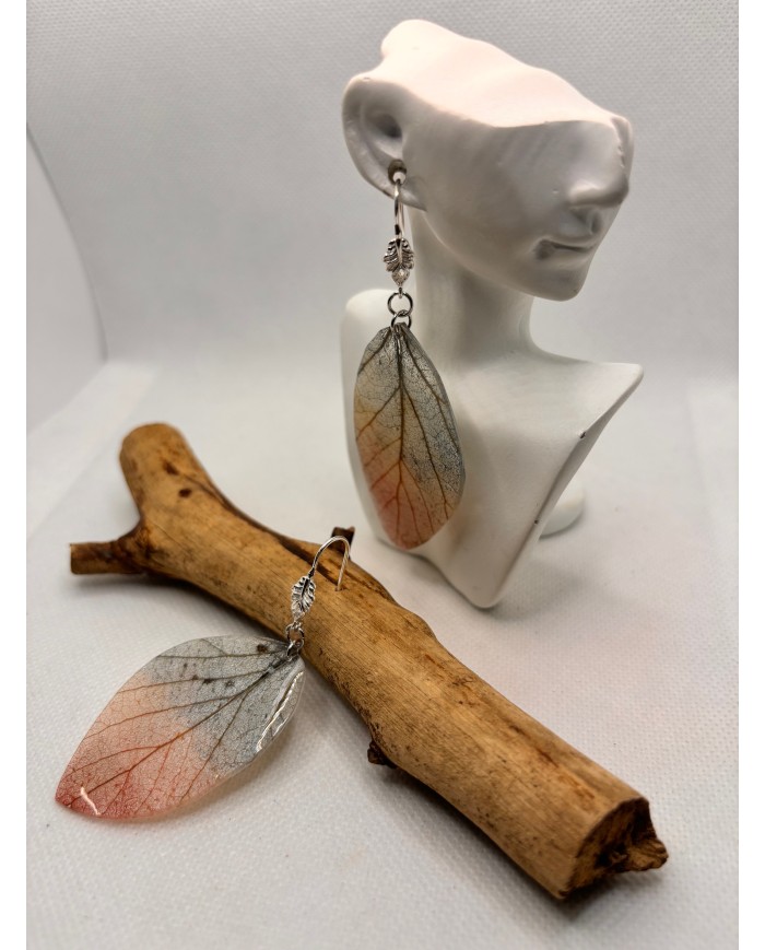 EDICIÓN PLATA pendientes artesanos de hoja natural