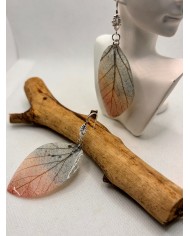 EDICIÓN PLATA pendientes artesanos de hoja natural