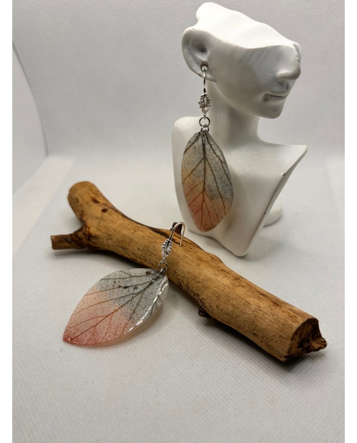 EDICIÓN PLATA pendientes artesanos de hoja natural