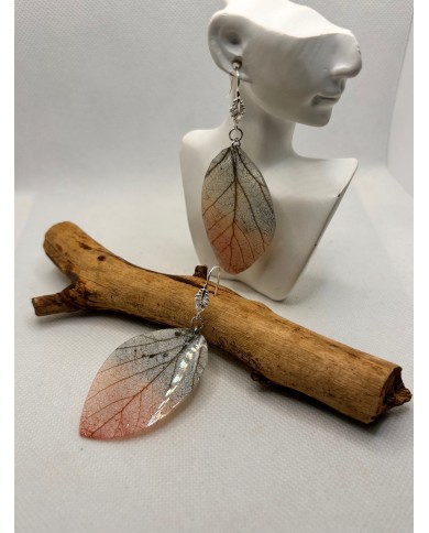 EDICIÓN PLATA pendientes artesanos de hoja natural