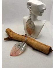 EDICIÓN PLATA pendientes artesanos de hoja natural