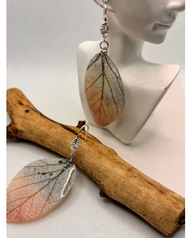 EDICIÓN PLATA pendientes artesanos de hoja natural