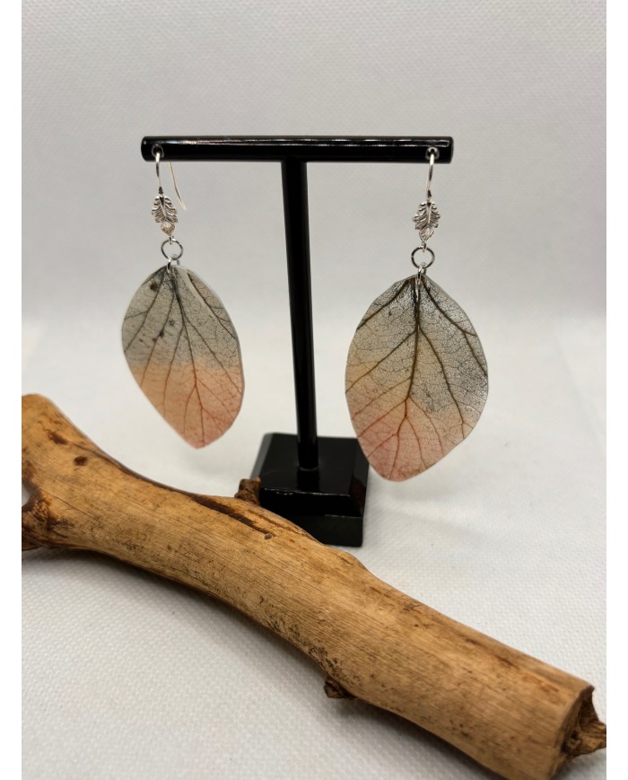 EDICIÓN PLATA pendientes artesanos de hoja natural