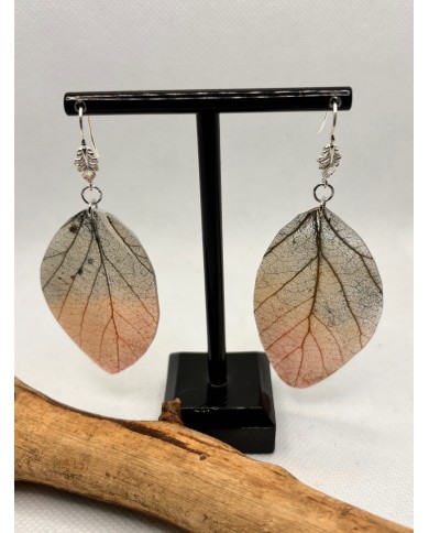 EDICIÓN PLATA pendientes artesanos de hoja natural