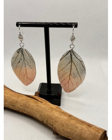 EDICIÓN PLATA pendientes artesanos de hoja natural