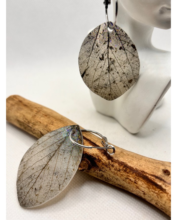 EDICIÓN LIMITADA pendientes de hoja natural esqueletizada