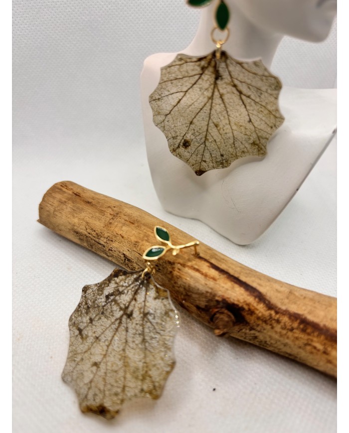 EDIICÓN LIMITADA pendientes de hoja natural esqueletizada