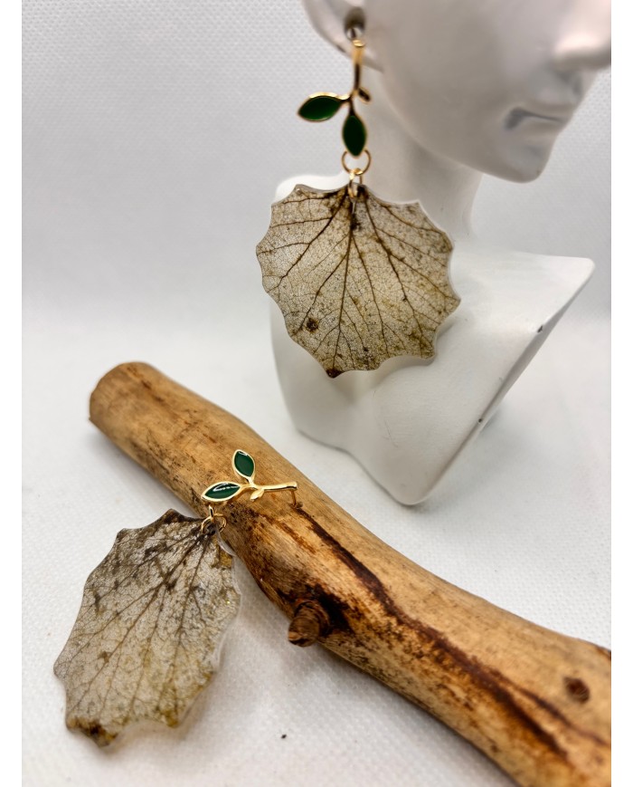 EDIICÓN LIMITADA pendientes de hoja natural esqueletizada