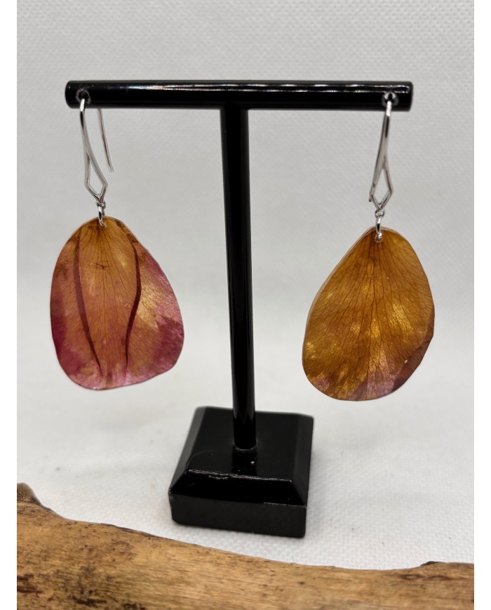 EDICIÓN PÉTALO ROSA pendientes de pétalo rosa natural