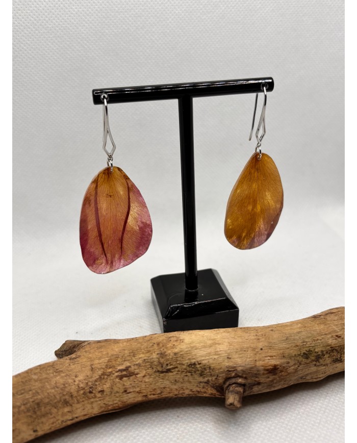 EDICIÓN PÉTALO ROSA pendientes de pétalo rosa natural