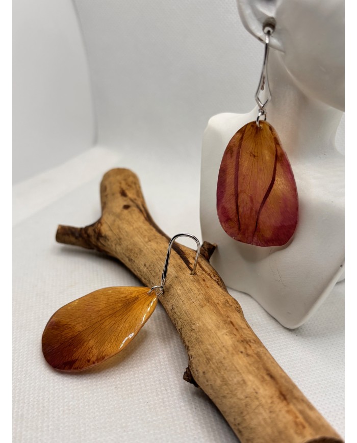 EDICIÓN PÉTALO ROSA pendientes de pétalo rosa natural
