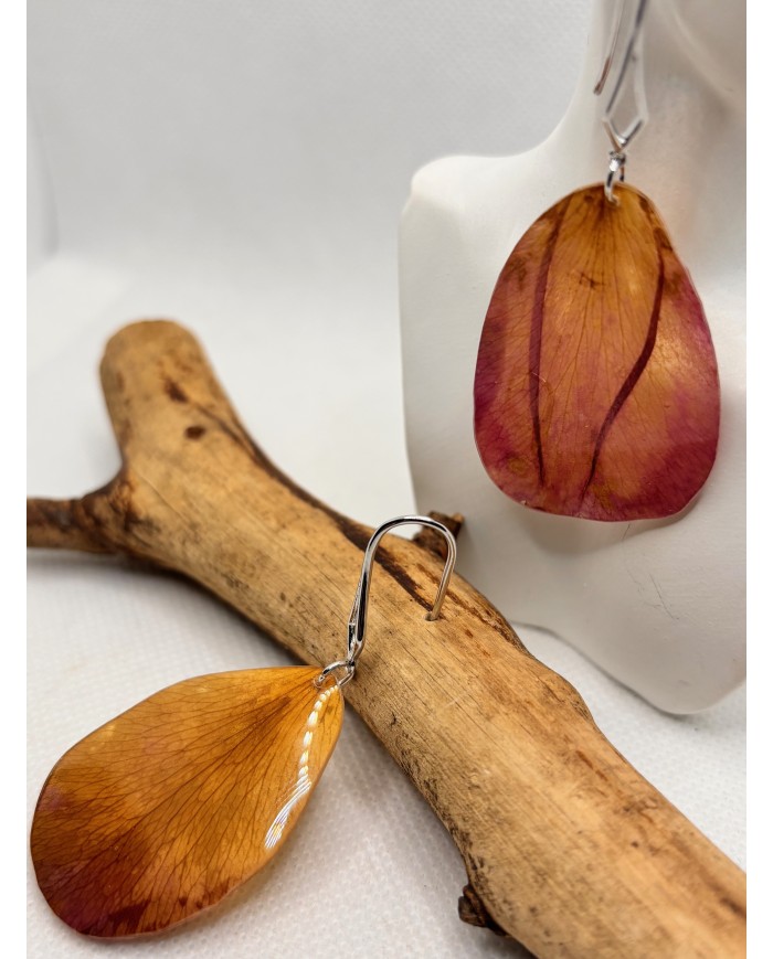 EDICIÓN PÉTALO ROSA pendientes de pétalo rosa natural