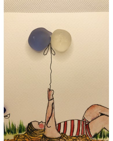 Ilustración pintada a  mano con cristal marino