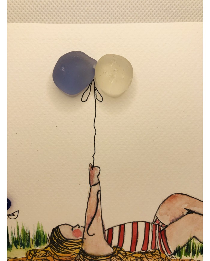 Ilustración pintada a  mano con cristal marino