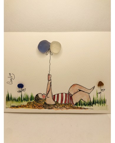 Ilustración pintada a  mano con cristal marino