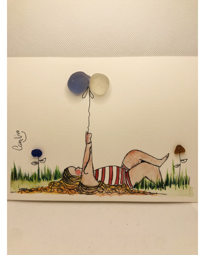 Ilustración pintada a  mano con cristal marino