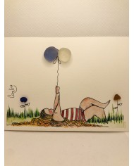 Ilustración pintada a  mano con cristal marino