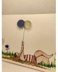 Ilustración pintada a  mano con cristal marino