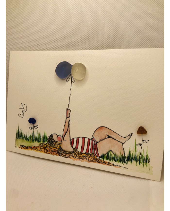 Ilustración pintada a  mano con cristal marino