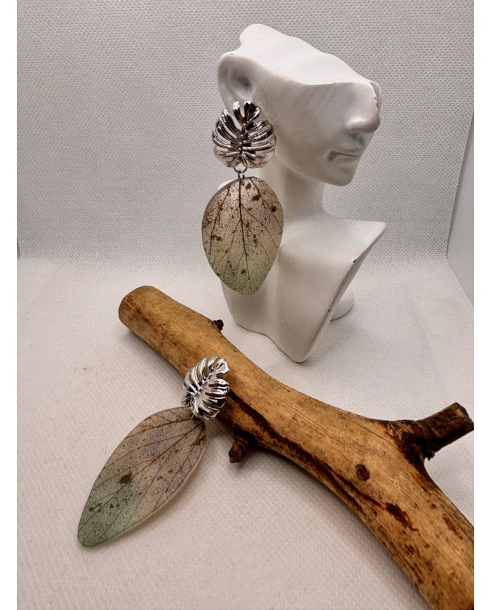 EDICIÓN LIMITADA pendientes artesanos de hoja natural esqueletizada