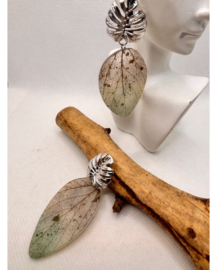 EDICIÓN LIMITADA pendientes artesanos de hoja natural esqueletizada