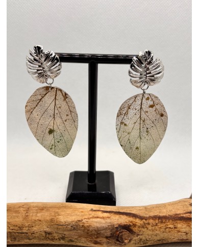 EDICIÓN LIMITADA pendientes artesanos de hoja natural esqueletizada