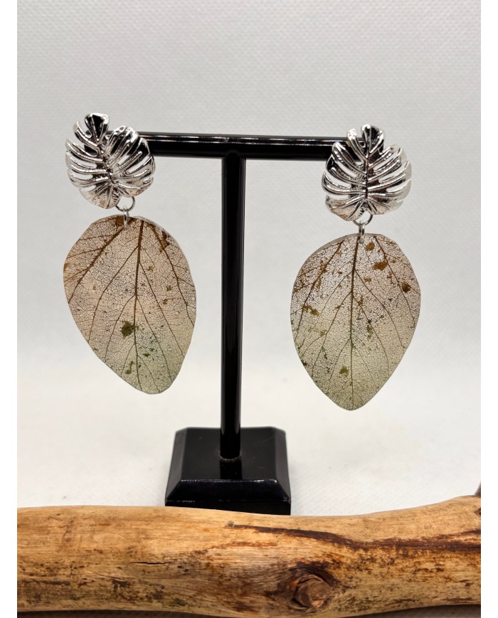 EDICIÓN LIMITADA pendientes artesanos de hoja natural esqueletizada