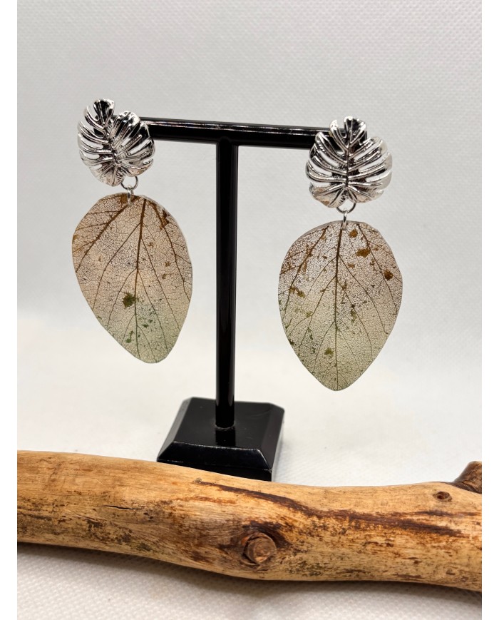 EDICIÓN LIMITADA pendientes artesanos de hoja natural esqueletizada