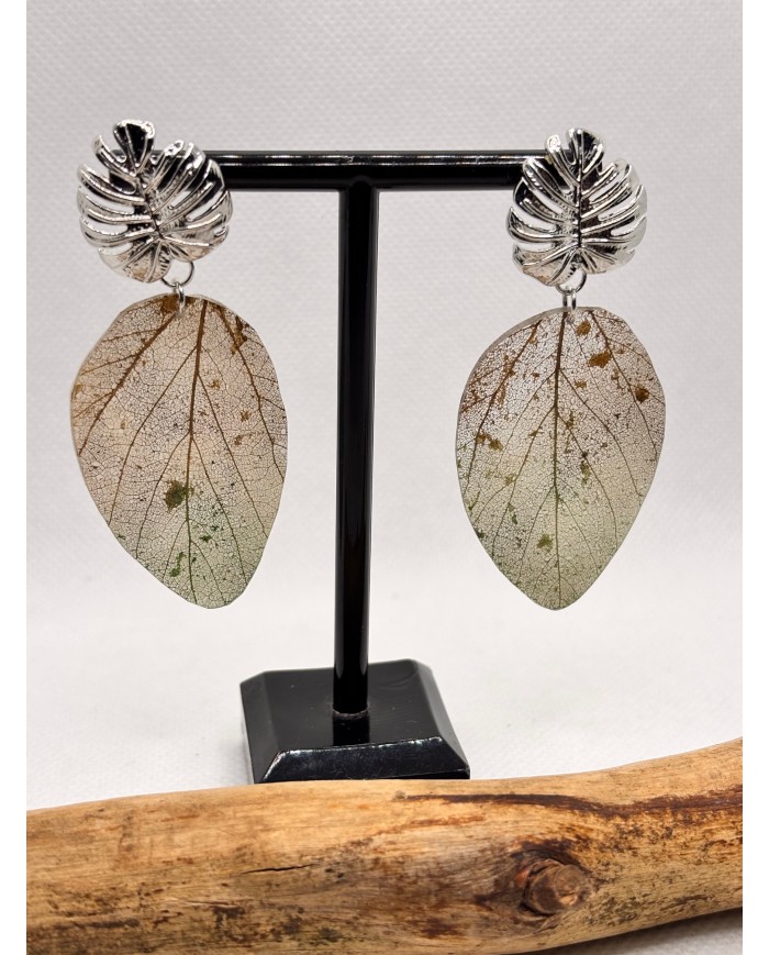 EDICIÓN LIMITADA pendientes artesanos de hoja natural esqueletizada