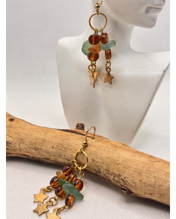 PENDIENTES DE CRISTAL MARINO artesanos