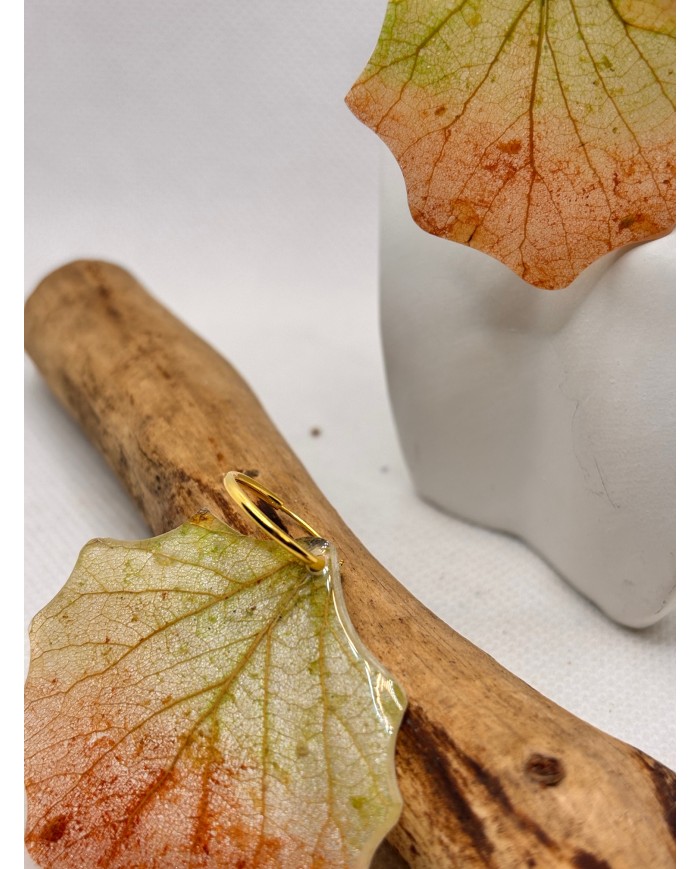 EDICIÓN PLATA pendientes artesanos de hoja  natural