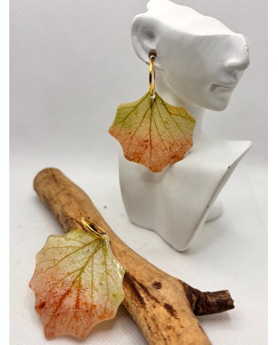 EDICIÓN PLATA pendientes artesanos de hoja  natural