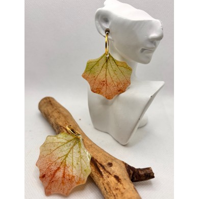 EDICIÓN PLATA pendientes artesanos de hoja  natural