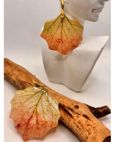 EDICIÓN PLATA pendientes artesanos de hoja  natural