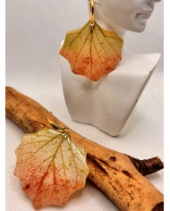 EDICIÓN PLATA pendientes artesanos de hoja  natural