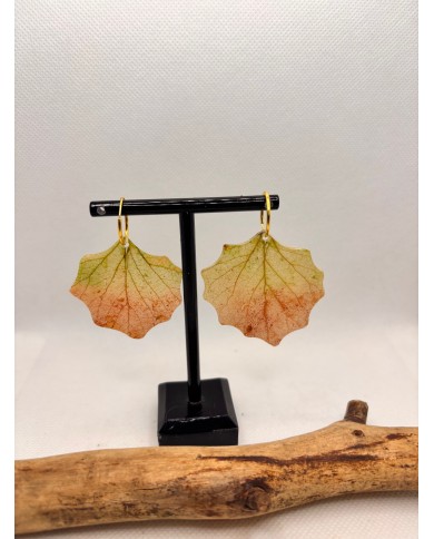 EDICIÓN PLATA pendientes artesanos de hoja  natural