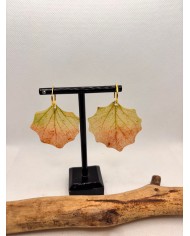 EDICIÓN PLATA pendientes artesanos de hoja  natural