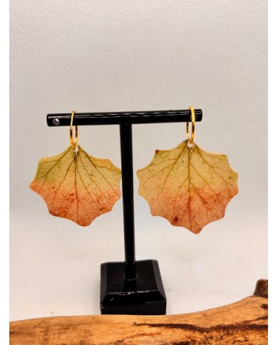 EDICIÓN PLATA pendientes artesanos de hoja  natural