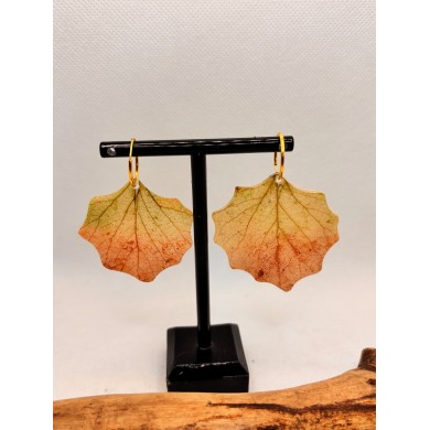EDICIÓN PLATA pendientes artesanos de hoja  natural