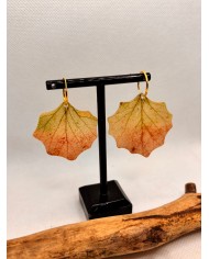 EDICIÓN PLATA pendientes artesanos de hoja  natural