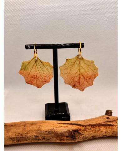 EDICIÓN PLATA pendientes artesanos de hoja  natural