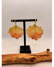 EDICIÓN PLATA pendientes artesanos de hoja  natural