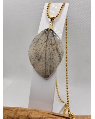 COLLAR artesano de hoja natural esqueletizada