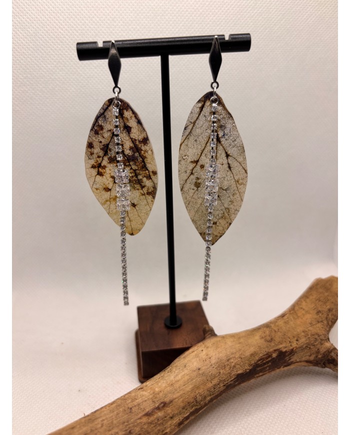 EDICIÓN LIMITADA pendientes de hoja natural esqueletizada