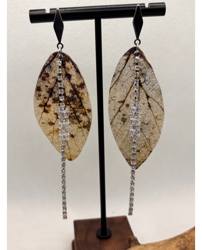 EDICIÓN LIMITADA pendientes de hoja natural esqueletizada