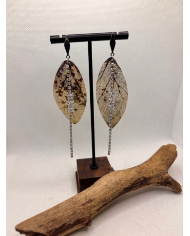 EDICIÓN LIMITADA pendientes de hoja natural esqueletizada