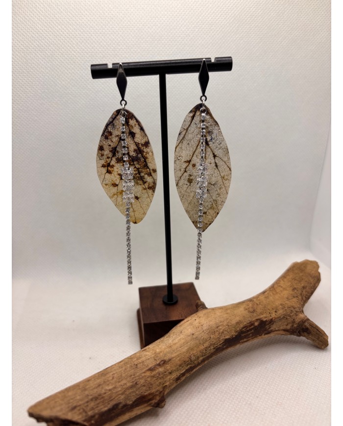 EDICIÓN LIMITADA pendientes de hoja natural esqueletizada