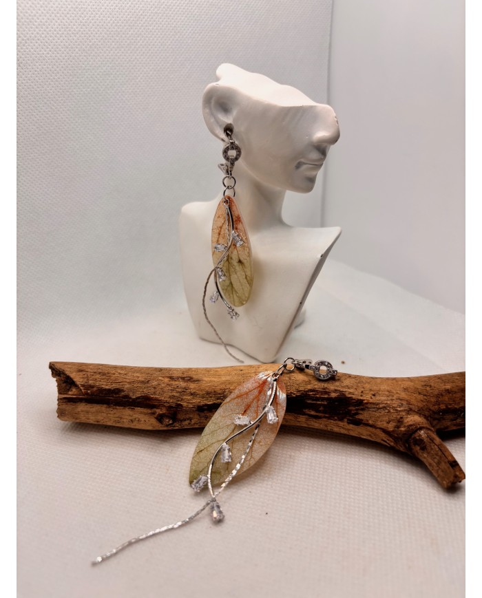 EDICIÓN LIMITADA pendientes de hoja natural esqueletizada