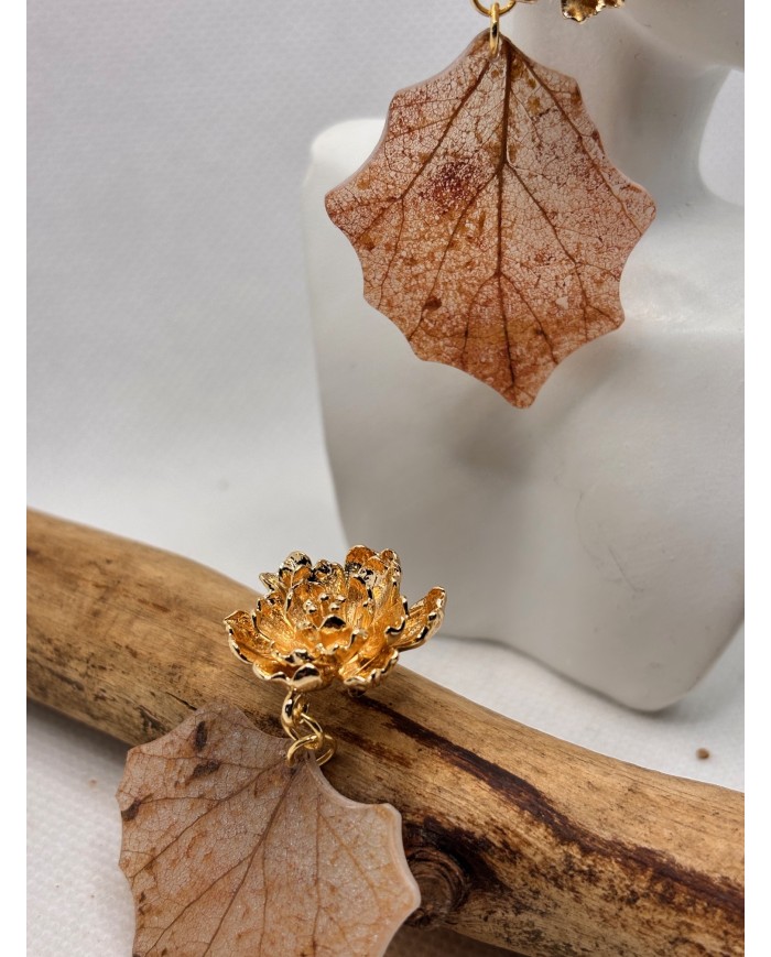 EDICIÓN LIMITADA pendientes de hoja natural esqueltizada